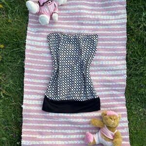 Y2K 90s Groovy Fairy Grunge White Black Satin Strapless Club Party Top Small